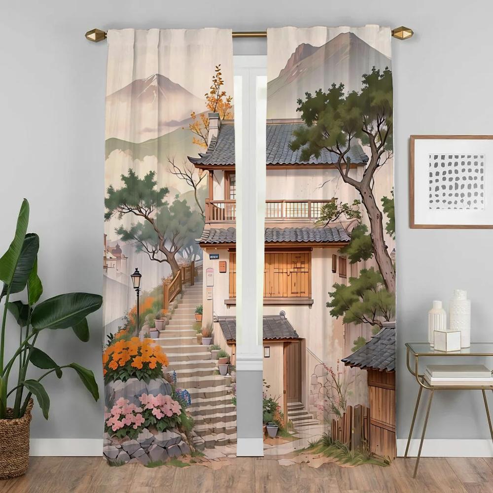Cortinas Mosquiteiras 2 Peças The Autumn Days Shades Cortinas de Interior para Sala de Estar Tule para Quarto Cortina Blackout