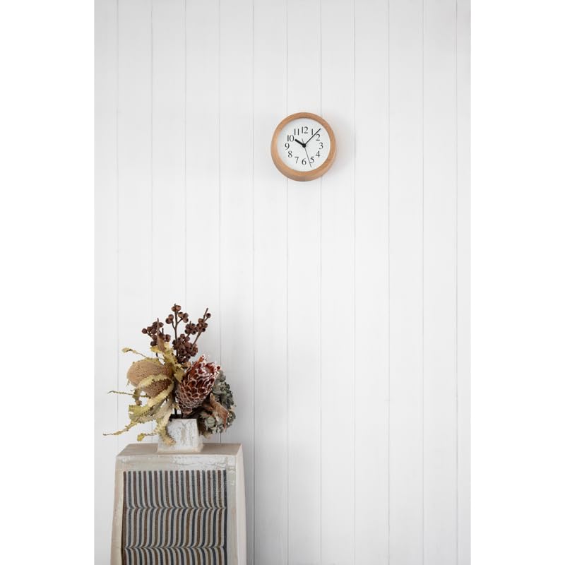 Lemnos Analog Wall Clock, Natural Oak Wood, ClockB Small, YK24-15