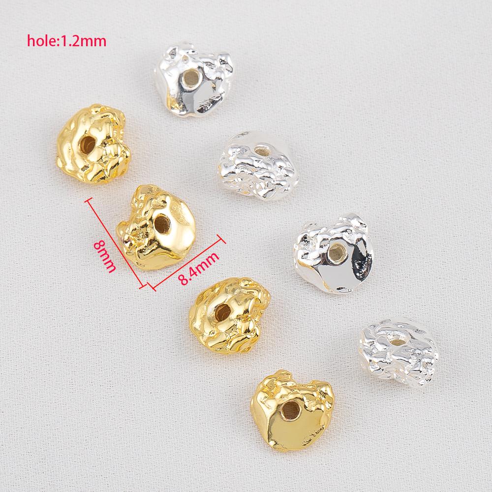 5Pcs 8x8.4mm 18K Gold Color Plated Irregular Lava Shape Charms Beads Copper for DIY Necklace Bracelet Jewelry Making Accessories