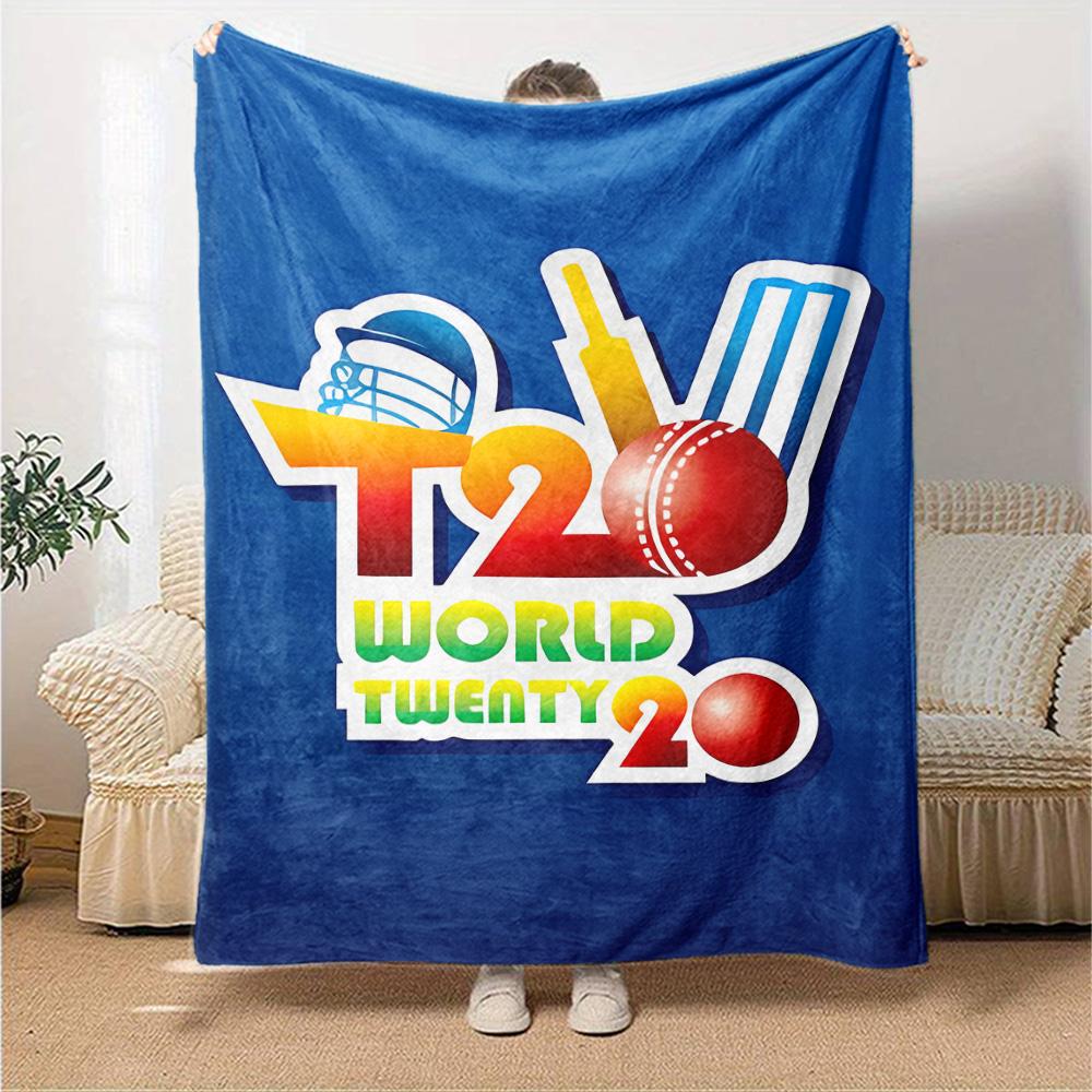 1pc Blanket - T20 Cricket Print Design,Lightweight Blanket for Sofa,Bed- Soft &Warm,Gift for All Seasons