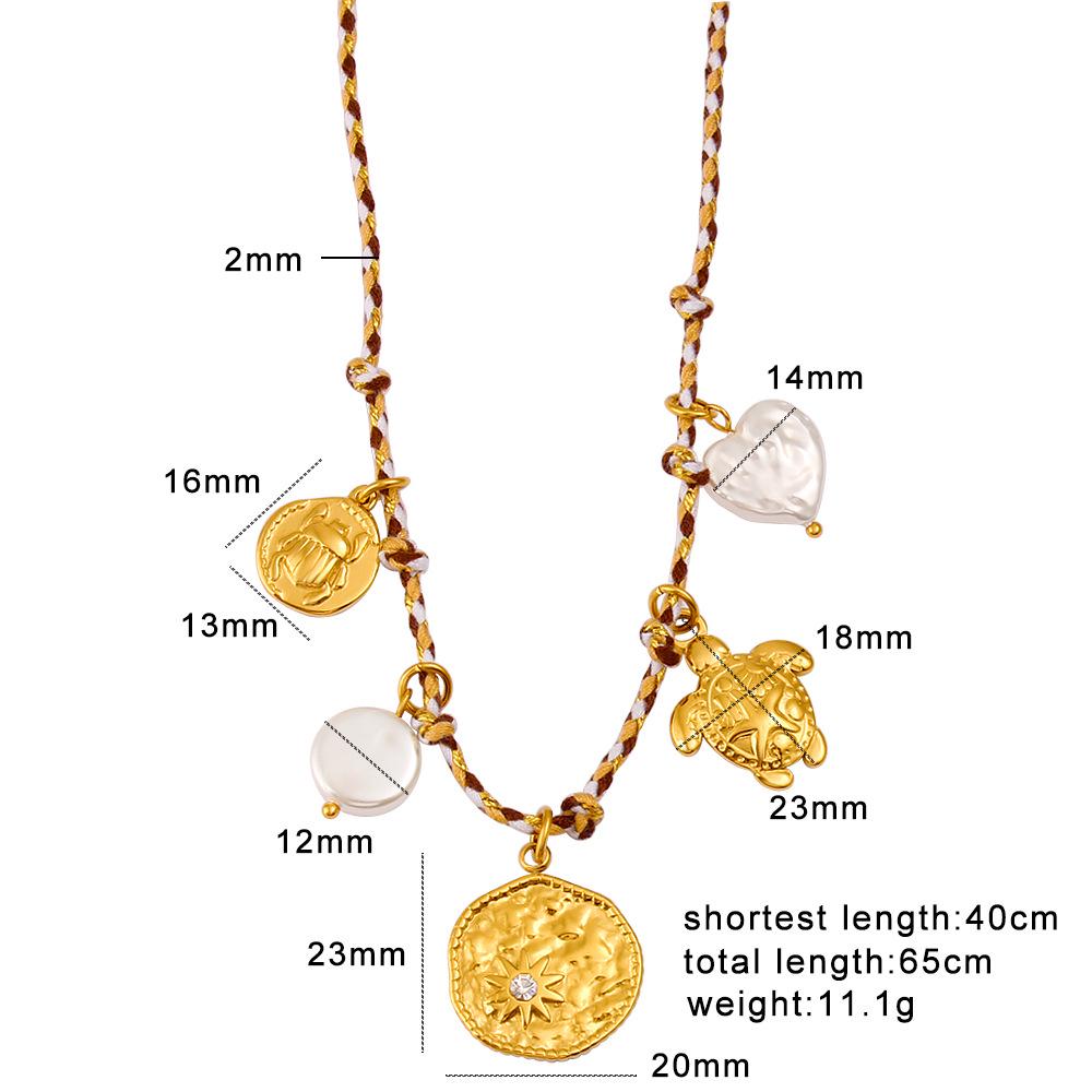 Trendy Knotted Rope DIY Multi-Pendant Necklace: Titanium Steel 18K Gold Adjustable Braided Luxury Clavicle Chain