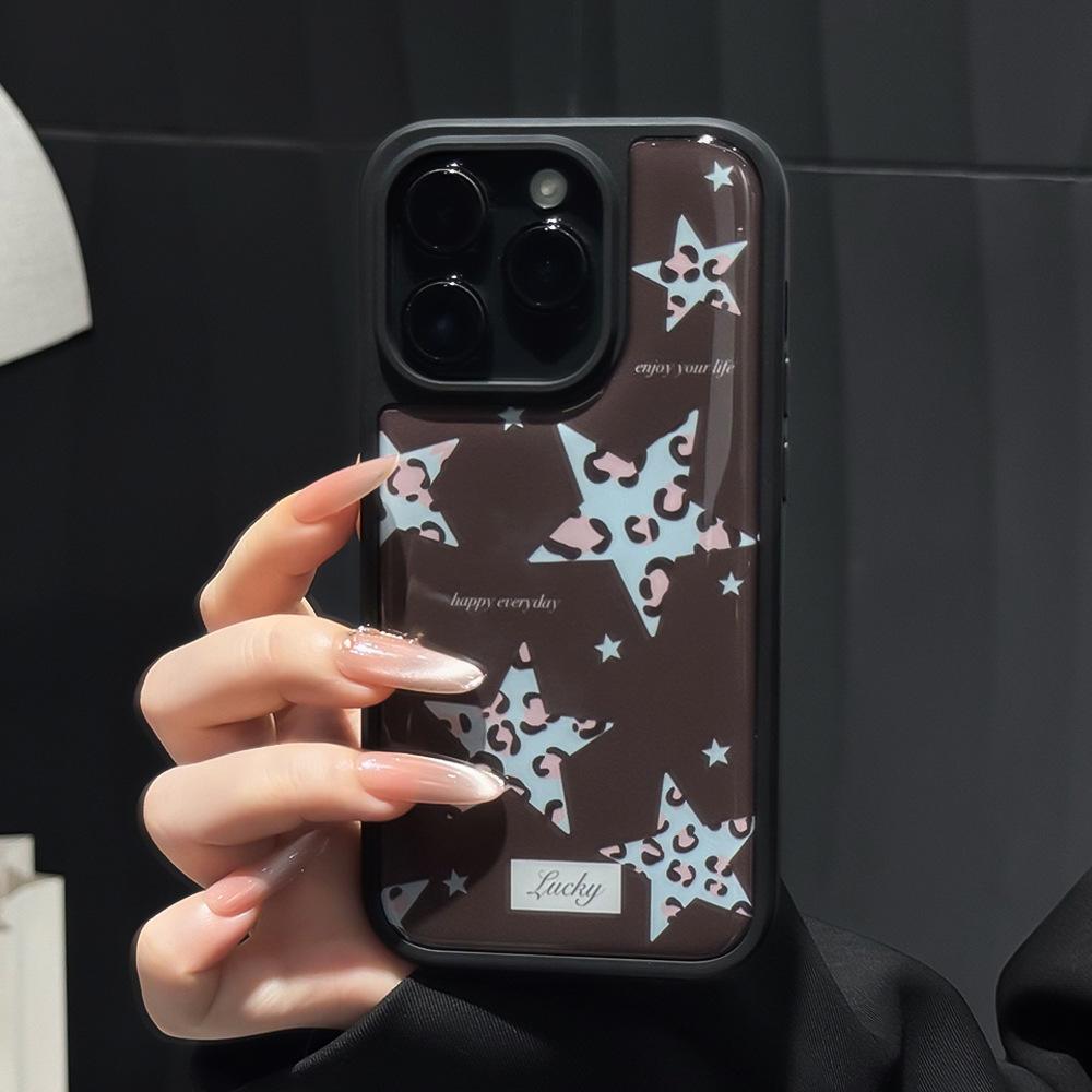 Applicable to Apple 17/16Promax leopard print star mobile phone case Applicable to iPhone13/14 premium 15 water condensation case apple 11