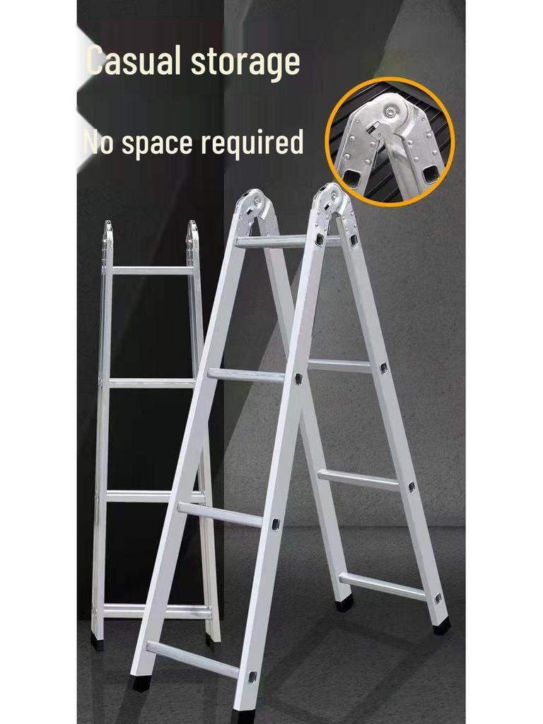 Non-Slip Herringbone Engineering Ladder, Reinforced Iron Square Tube with Galvanized Pipe, Thickened for Household Use