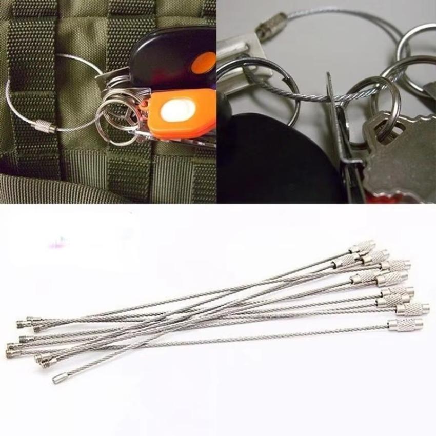 5 Pz/10 Pz Cavo Metallico Anello Blocco a Vite Gadget Anello Portachiavi Acciaio Inossidabile Portachiavi Etichetta Corda Cerchio Corda da Campeggio Raccordi