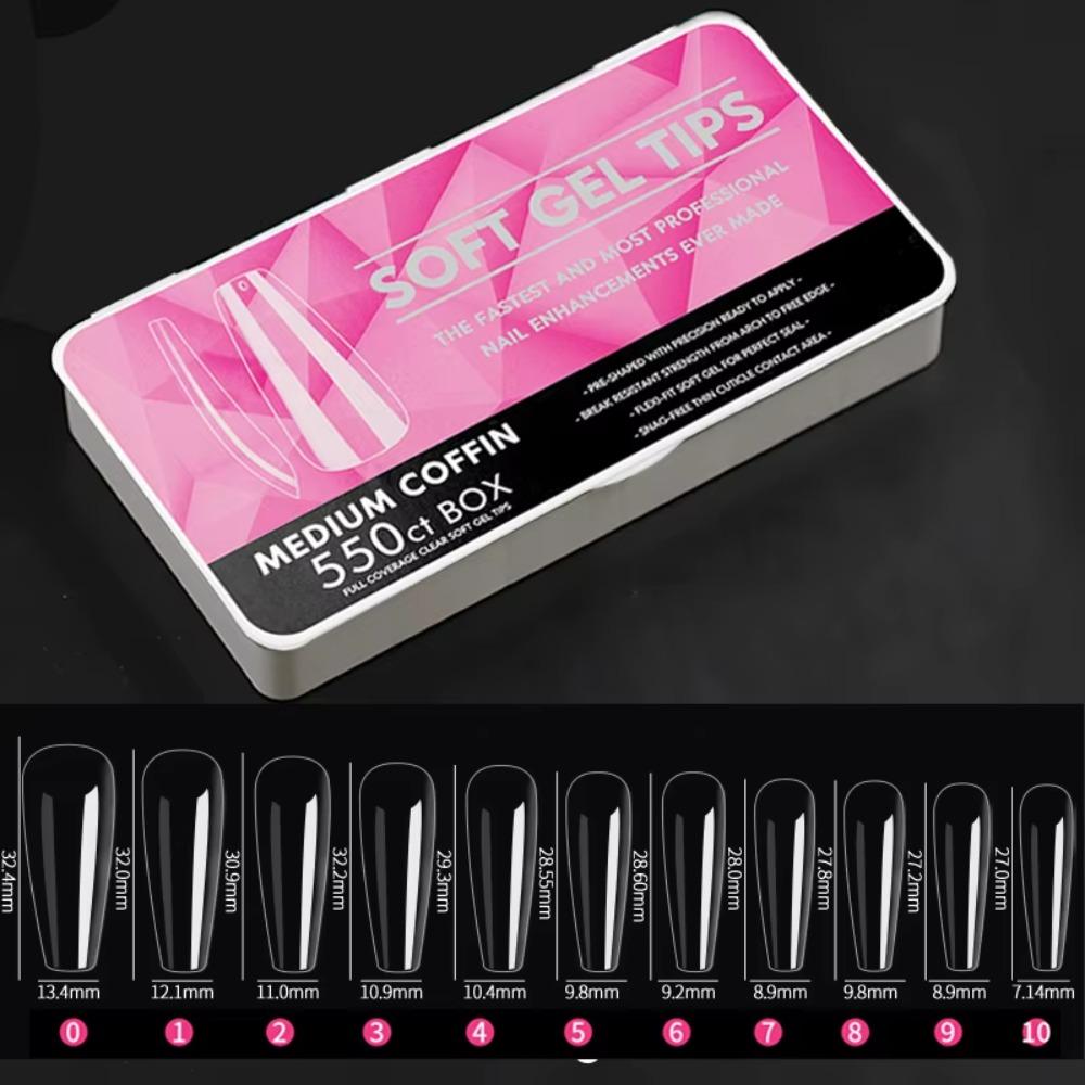 550PCS Oval Shape French Nail Dual Forms Almond Shape Coffin Shape Acrylic Nail Art Mold T-shaped Nails Square Shape