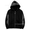 Unisex Gothic Streetwear Kapuzen-Reißverschluss-Sweatshirt mit gesticktem Buchstabenaufdruck Passendes Jogginghosen-Set Herbst Winter 2025