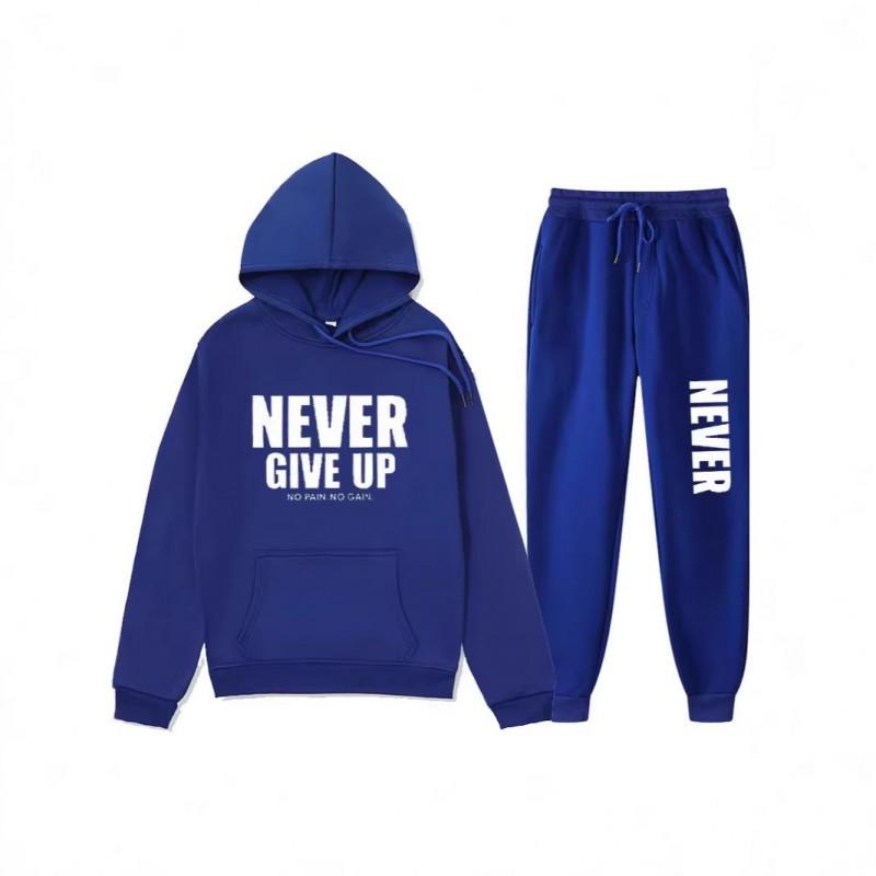 Herren Hoodie mit Buchstabenprint Set - Langarm Rundhals Oberteil Jogginghose Fleecegefüttert Lässiges Outfit Herbst