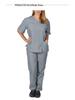 European and American Style Solid Color V-Neck Nursing Uniform Set for Women - Protective Two-Piece with Pockets