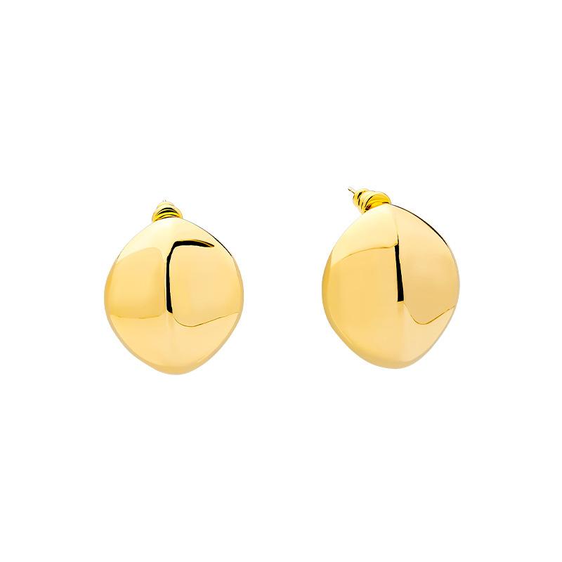 New 18k gold-plated mirror model, retro earrings, simple Doudou glossy earrings, personalized stud earrings, women, Europe and the United States