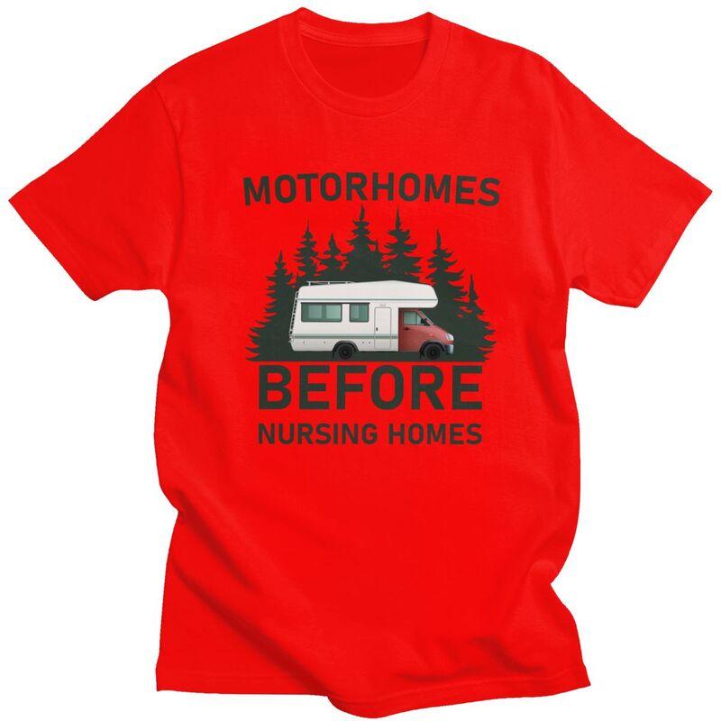 

Cartoon RV Camping Camper Van T Shirt Men Short Sleeve Adventure Travel Car Tshirts Casual Tee Pure Cotton Slim Fit Tshirts S
