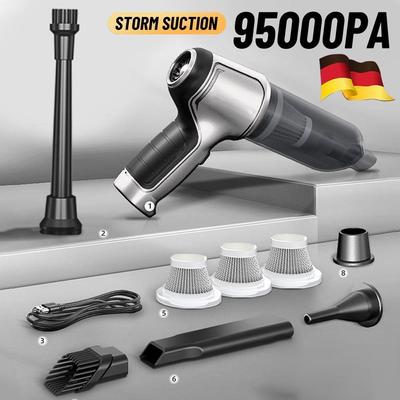 New German Brushless 95000Pa Wireless Car Vacuum Cleaner Strong Suction Handheld Household Mini Vacuum Cleaner Dry and Wet Separation