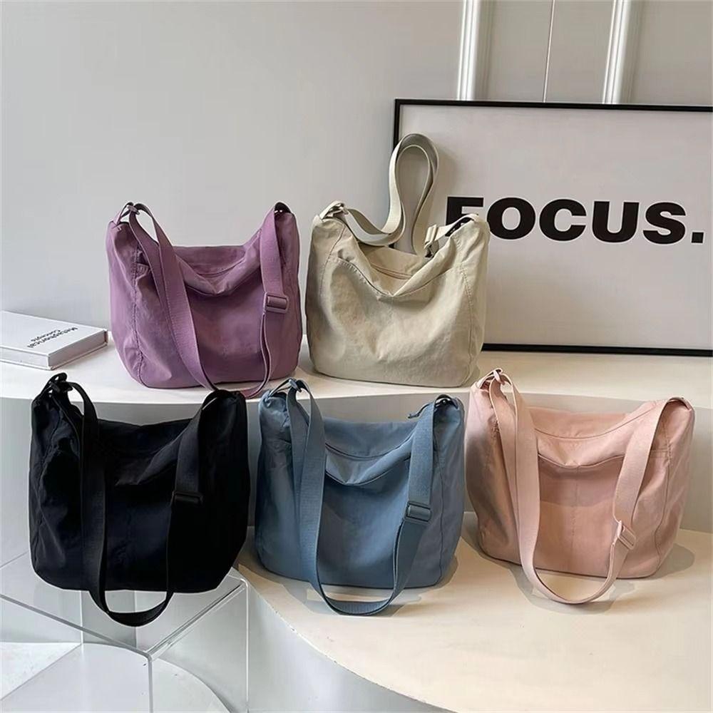 Portable Tote Bag Simple Design Nylon Bags Simple Solid Color Bags For Women