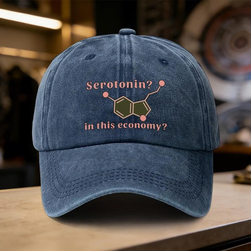 Serotonin In This Economy Chemical Structure Washed Baseball Cap Unisex Outdoor Sun Hat One Size