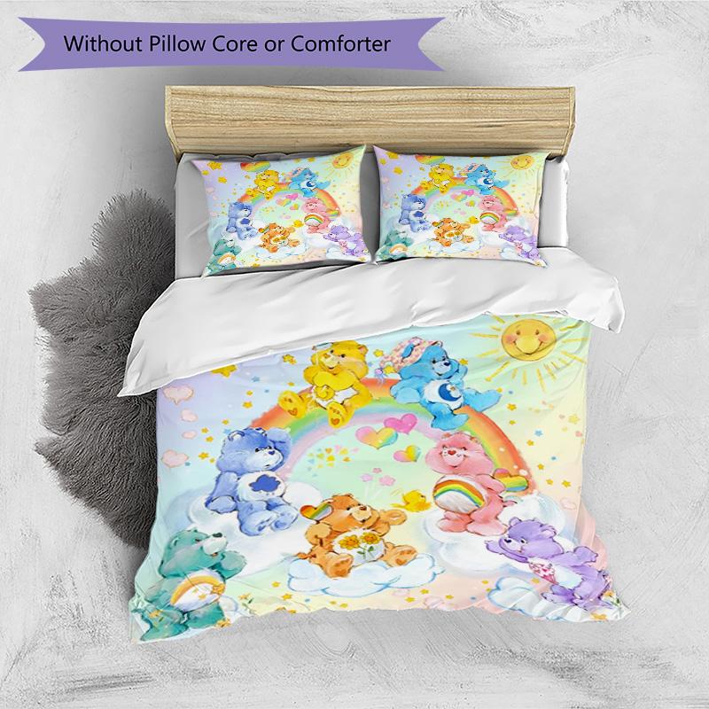 3'lü Nevresim Takımı (1*Nevresim Kılıfı + 2*Yastık Kılıfı, Çekirdeksiz), Care Bears Baskılı Nevresim Takımı, Yatak Odası Dekorasyonu, Dört Mevsim, Doğum Günü Hediyesi