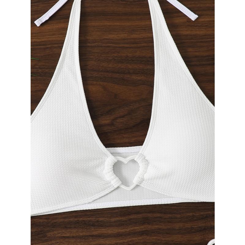 Černá bikiny s halter krkem a detaily kroužku ve tvaru srdce Dvoudílné plavky