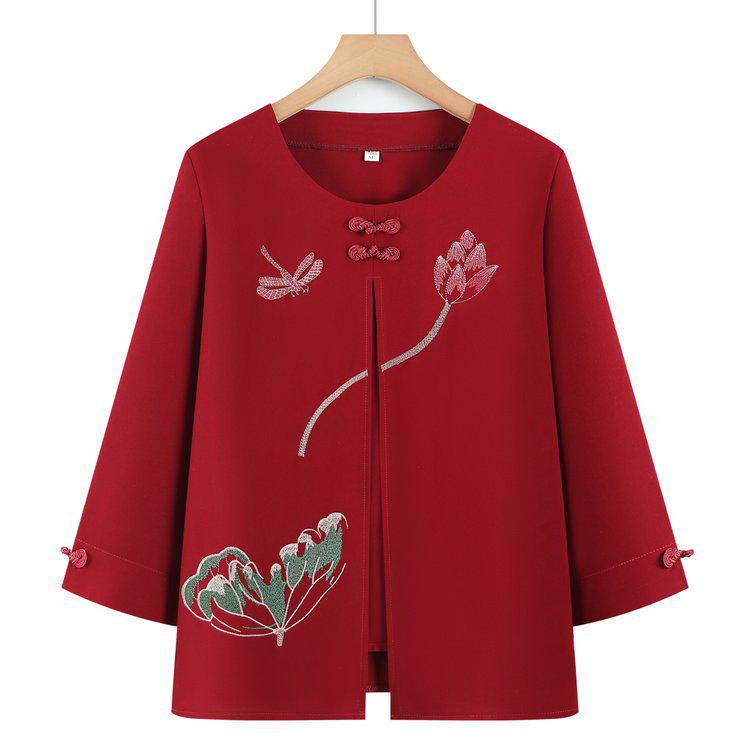 

Lightweight Embroidered T-Shirt for Women, Available in Large Sizes and Multiple Colors XL красный