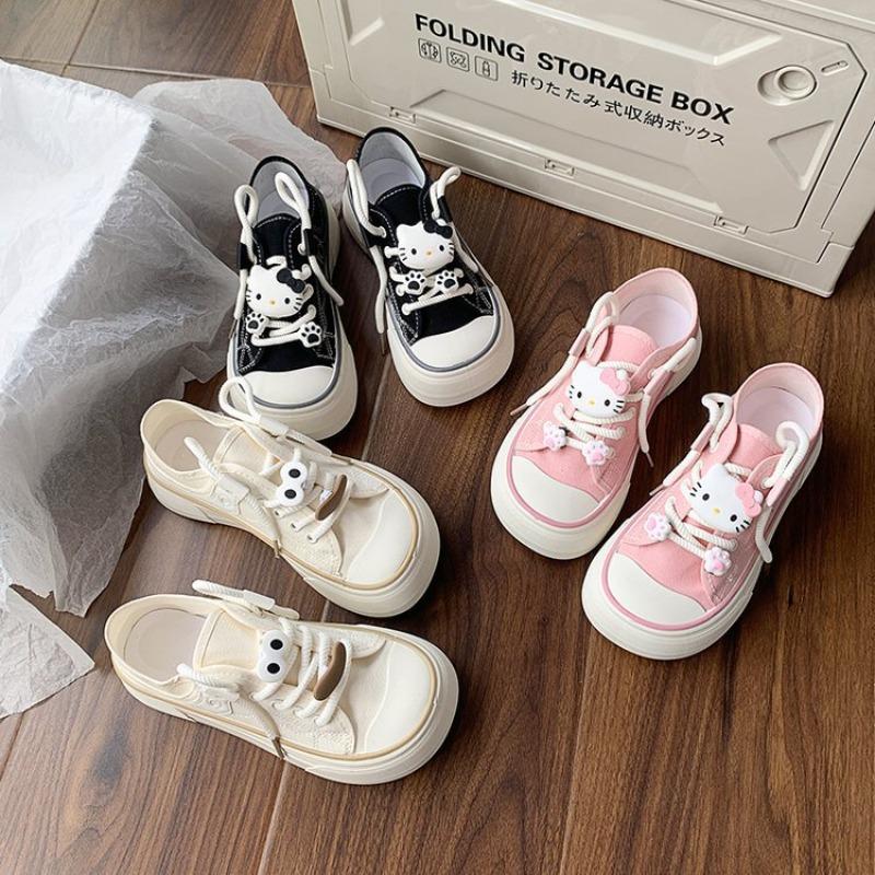 Canvas Shoes Women's New Round Head Cat Cute Accessories Single Shoes Women's Breathable Mango Head Student Women's Shoes