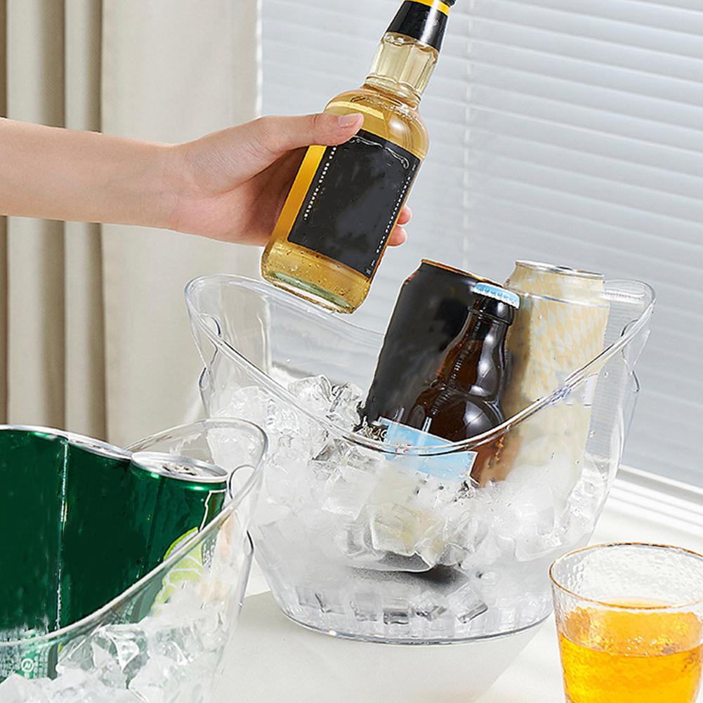 Large Capacity Ice Bucket Transparent Plastic Champagne Wine Bucket With Handle Portable Beer Ice Tub For KTV Bar Party Supply