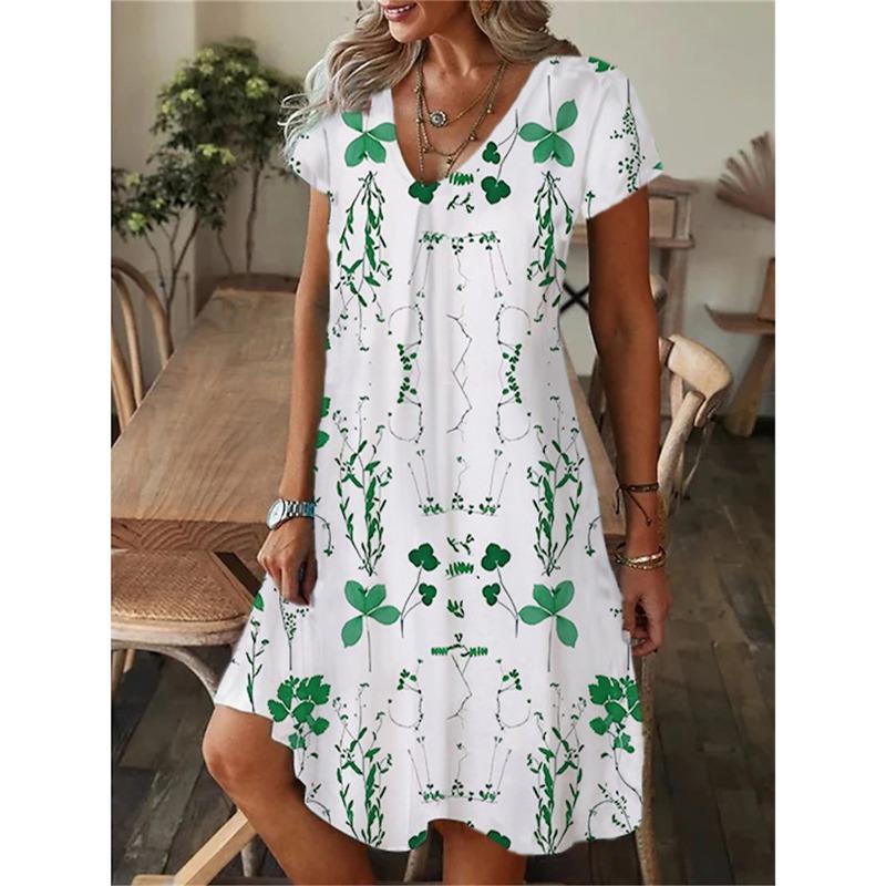 Damen Lässig Locker Sitzendes Kurzärmeliges Kleid T-Shirt Stil Mini Kleider Sommer Lässig Lockeres Kleid Vestidos