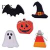 Ghost Party Ornaments Halloween Table Sign, Wooden Pumpkin Bat Block Rustic Handmade Wood Crafts Tiered Tray Ornament for Tabletop Home Office Indoor