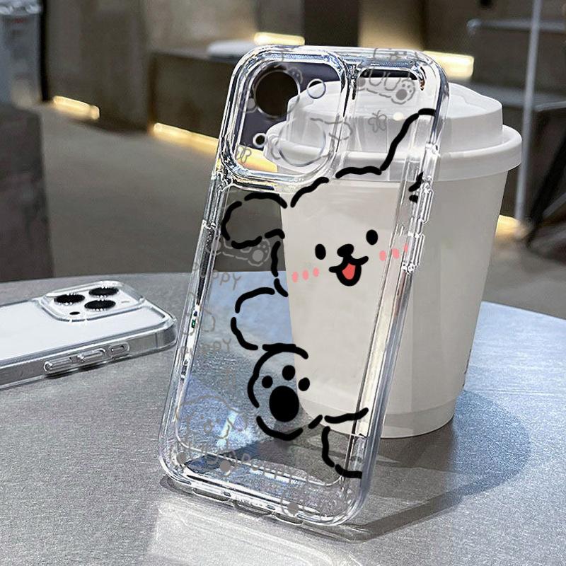 Say Hello Line Puppy Suitable for Apple 16promax Mobile Phone Case IPhone 15 Fresh 13 Cartoon Protective Case