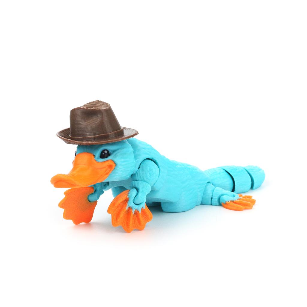 3D Printed Articulated Platypus, Decorative Toy, Can Be Used For Stress Relief, A Great Gift (Including A Hat)