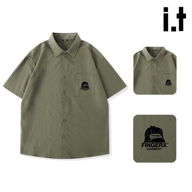 Fingercroxx Men s Quick-Dry Loose Fit Short Sleeve Casual Shirt M