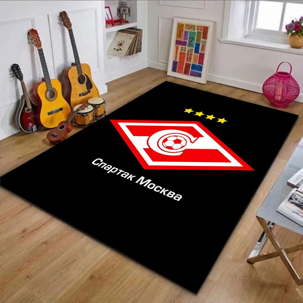 Spartak Moscow Logo with Soccer Ball Patterned carpet, non slip mat suitable for living room and bedroom sofas