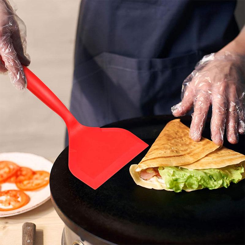 Silikon Spatula Krep Küreği Omlet Spatulası Yumurta Balık Krep için Yapışmaz Geniş Yumuşak Pizza Küreği Mutfak Kazıyıcı