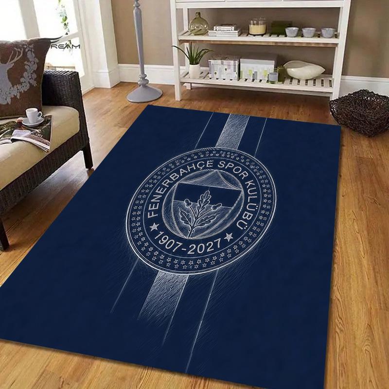 Fenerbahçe Flannel Pattern Square Carpet,Area Rug,Carpet Rug for Living Room Bedroom Sofa Playroom Decor,Non-slip Floor Mat