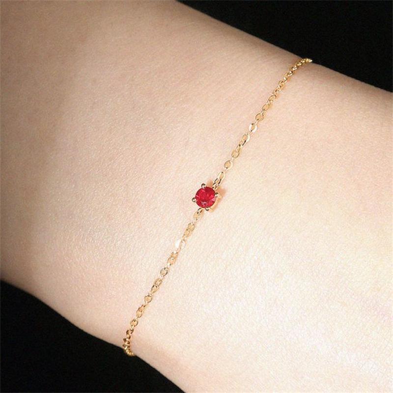 

Genuine 100% 925 Sterling Silver Simple Luxurious Geometric Red Zircon Bracelet & Bangles for Women Silver Jewelry Silver