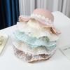 Wide Brim Straw Bag Cap Set Lace Sun Hat Sweet Fisherman Hat  for 2-8 Years Kids