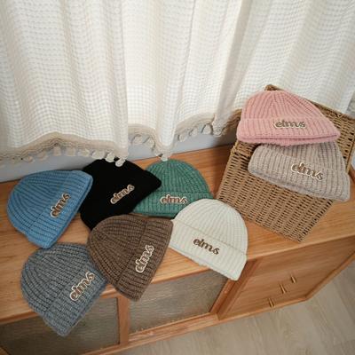 Autumn and Winter Children's Hats Super Cute Letter Stickers Wool Blended Knitted Hats Beanie Casual Fashionable Ear Protection Hats