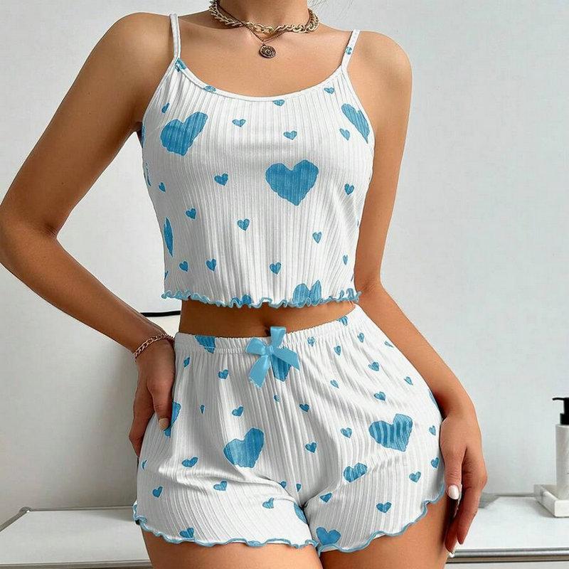 Sex Underwear Summer Clothes Love Printing Suspenders Shorts Casual Pit Strips Can Be Worn Outside Large Size