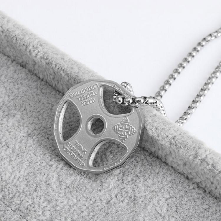 Dumbbell Pendant Necklace Titanium Steel Fitness Gym Necklace Men Women Pendant