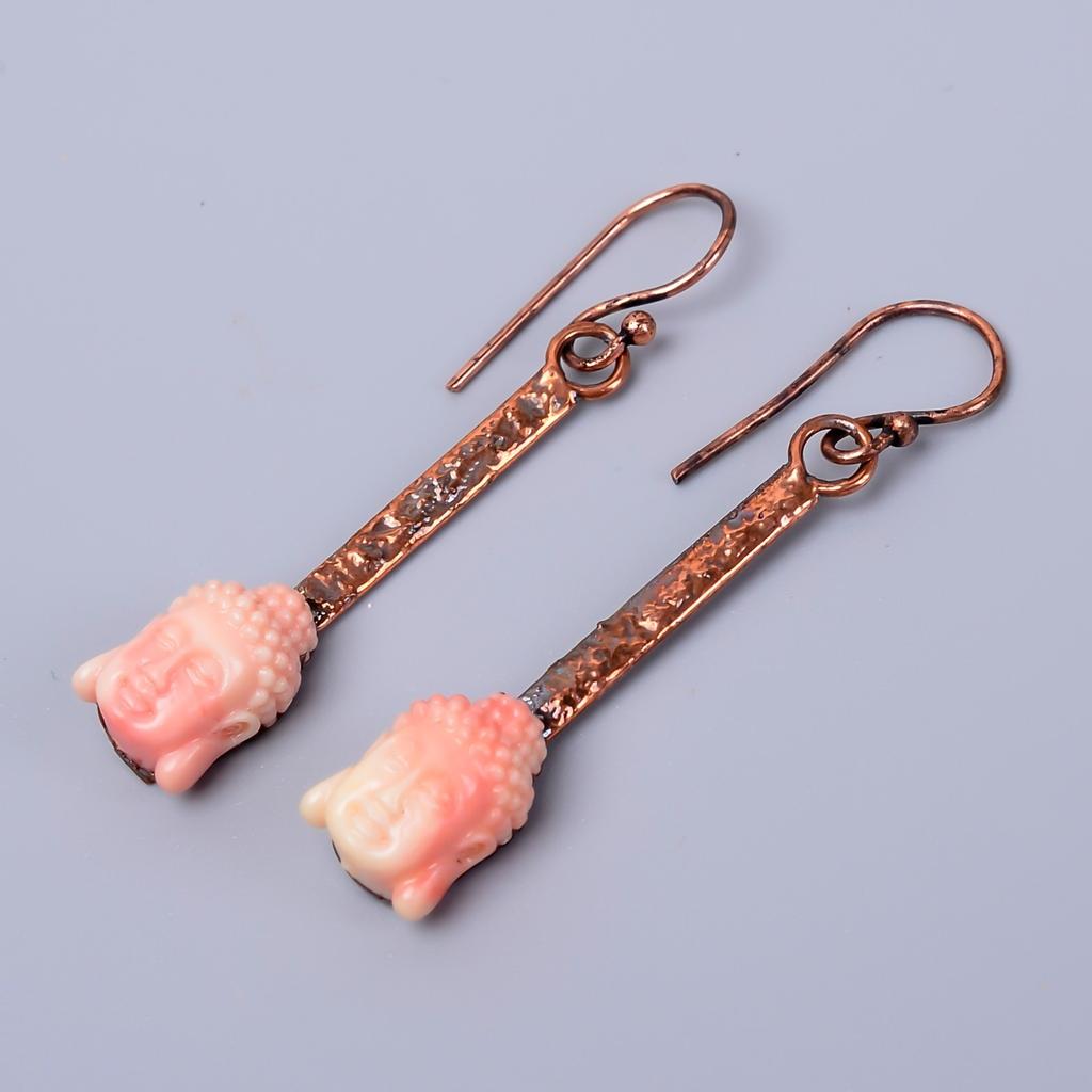 Opal Gemstone Hook New Electroformed Drop Sisters Gift Earrings Jewelry Copper V-70