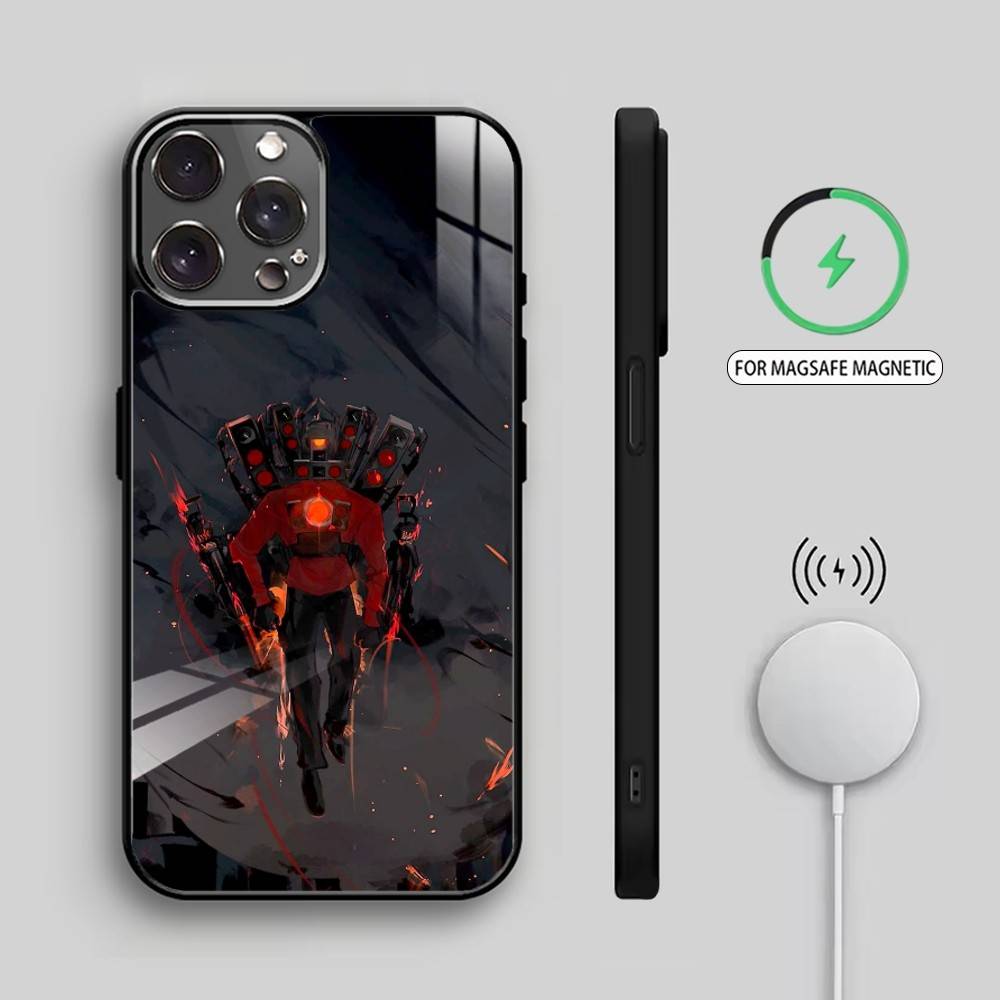 S-Skibidi Toilet Titan Speakerman Phone Case For iPhone17,16,15,14,13,12,11 Plus,Pro Max Magnetic For Magsafe Wireless Charging