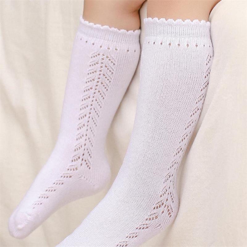Hollow Out Baby Girls Cotton Knee High Socks Soft Breathable Infant Toddlers Summer Mid Tube Socks 0-3Years Kids Socks