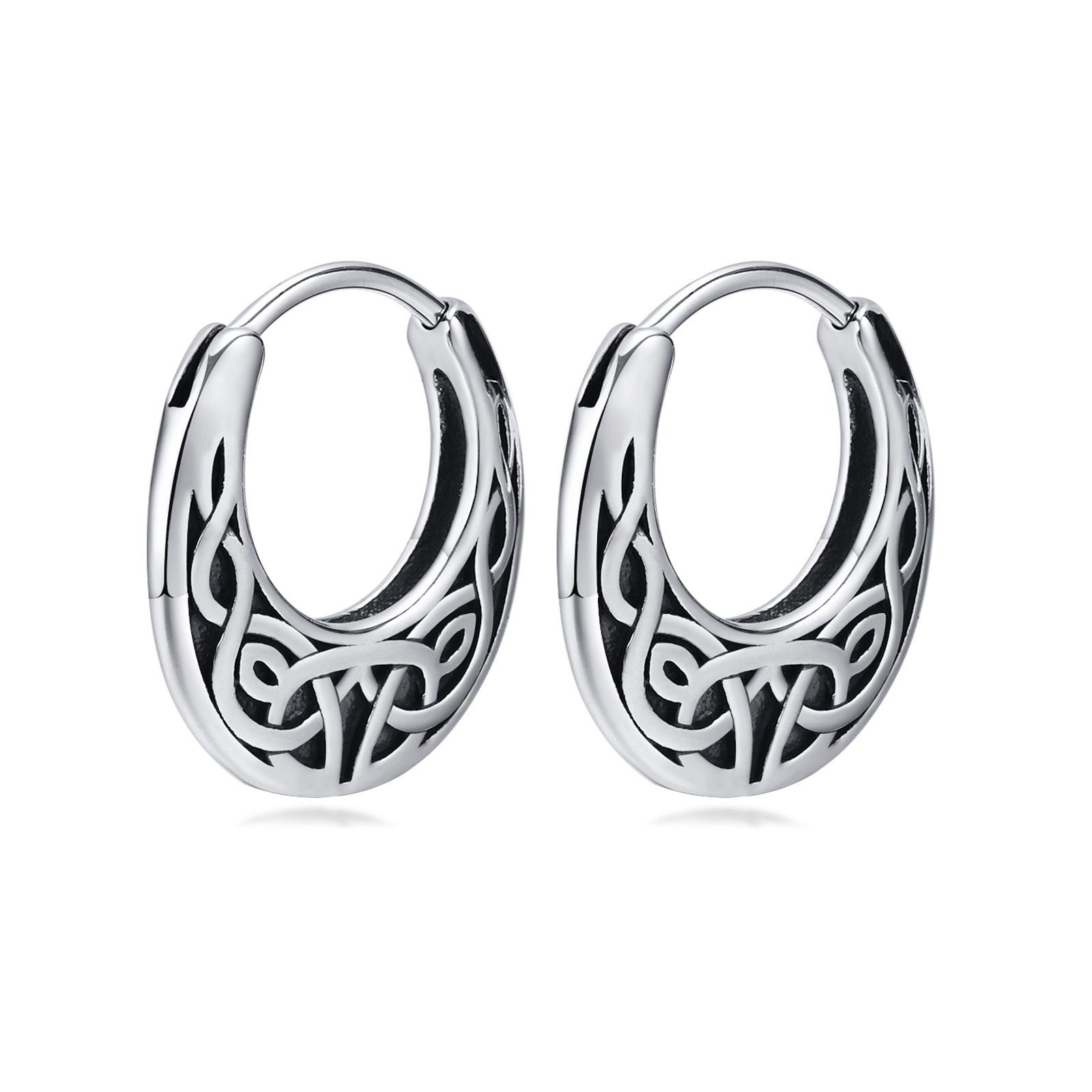 Маленькие серьги-кольца, Толстые серьги-кольца в стиле викингов, Мужские серьги-кольца, Мужские серьги из нержавеющей стали круглой формы в стиле ретро с цирконом