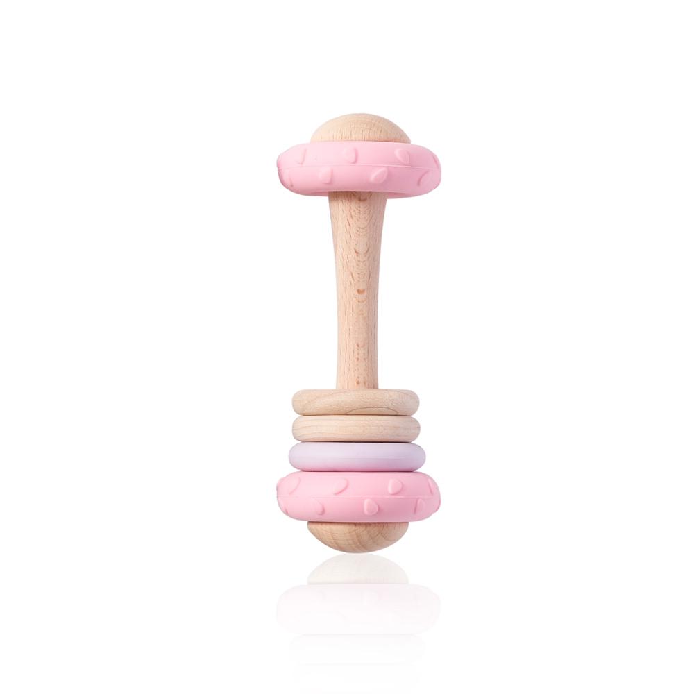 Baby Toys Wooden Rattles Silicone Ring Baby 0 12 Months Toys Rattles Teether Sensory Toys for Baby Wooden Teether for Baby Gifts