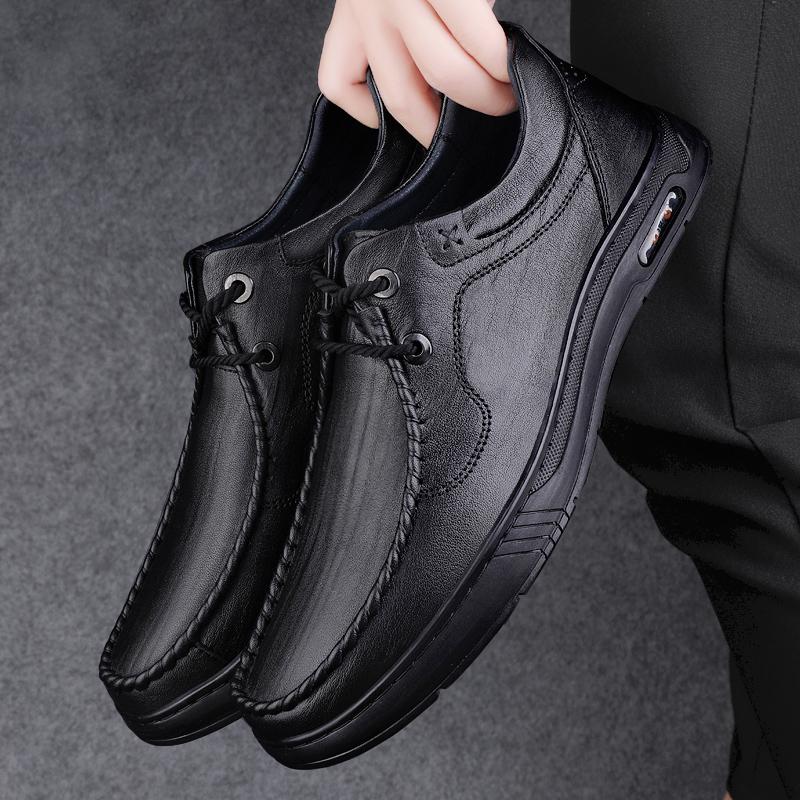 Fashion Men Handmade Top Layer Cowhide Casual Slip On Shoes Genuine Leather Men Loafers Outdoor Comfortable Breathable Men Shoes
