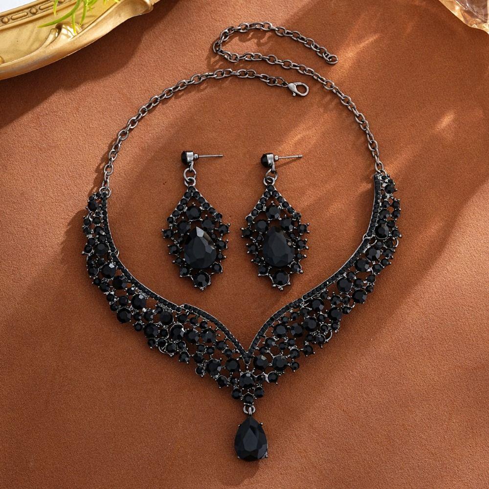 Earrings Wedding Bridal Accessories V-Necklace Rhinestone Jewelry Set Girl Fashion Accessory