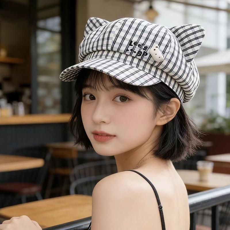 

Octagonal hat women s big head circumference wide brim beret showing face little newsboy painter hat M（56-58cm）