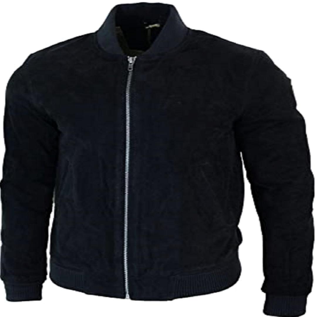

Noora Men s Black Suede Bomber Jacket ST083 XXXL чорний