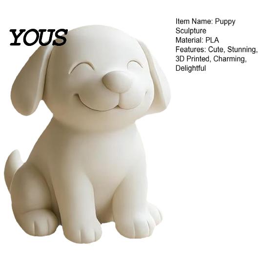 Small Pet Statue Dog Figurine, 3D Printed Cute Puppy Sculpture, Smile Animal Desktop Sculpture Ornament for Living Room Table Decor, Gifts Lovers