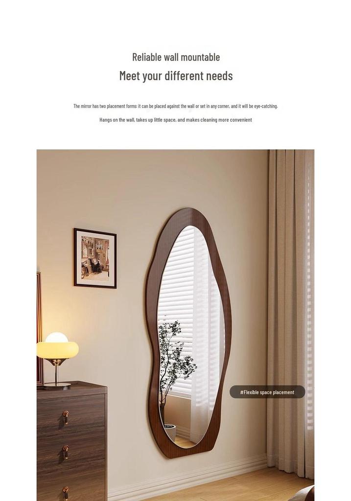 Ethnic Style Irregular Wall-Mounted Full-Length Floor Mirror for Indoor Use