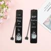 Laser-Engraved Skull Pattern Black Stainless Steel Bookmark