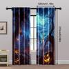 2pc,  Window Treatment Curtains Pumpkin Horror Forest Versatile 100% Polyester,Without Electricity Versatile Perfect for Bedroom