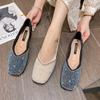 Neue Schlichte Temperamentvolle Flache Schuhe Flacher Ausschnitt Eckige Spitze Strass Erbsenschuhe Lässige Flacher Absatz Einzelne Schuhe Damen