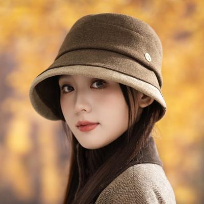 Folded Hepburn Wind Bucket Hat Autumn and Winter New Retro Bucket Hat Outdoor Leisure Windproof Basin Hat